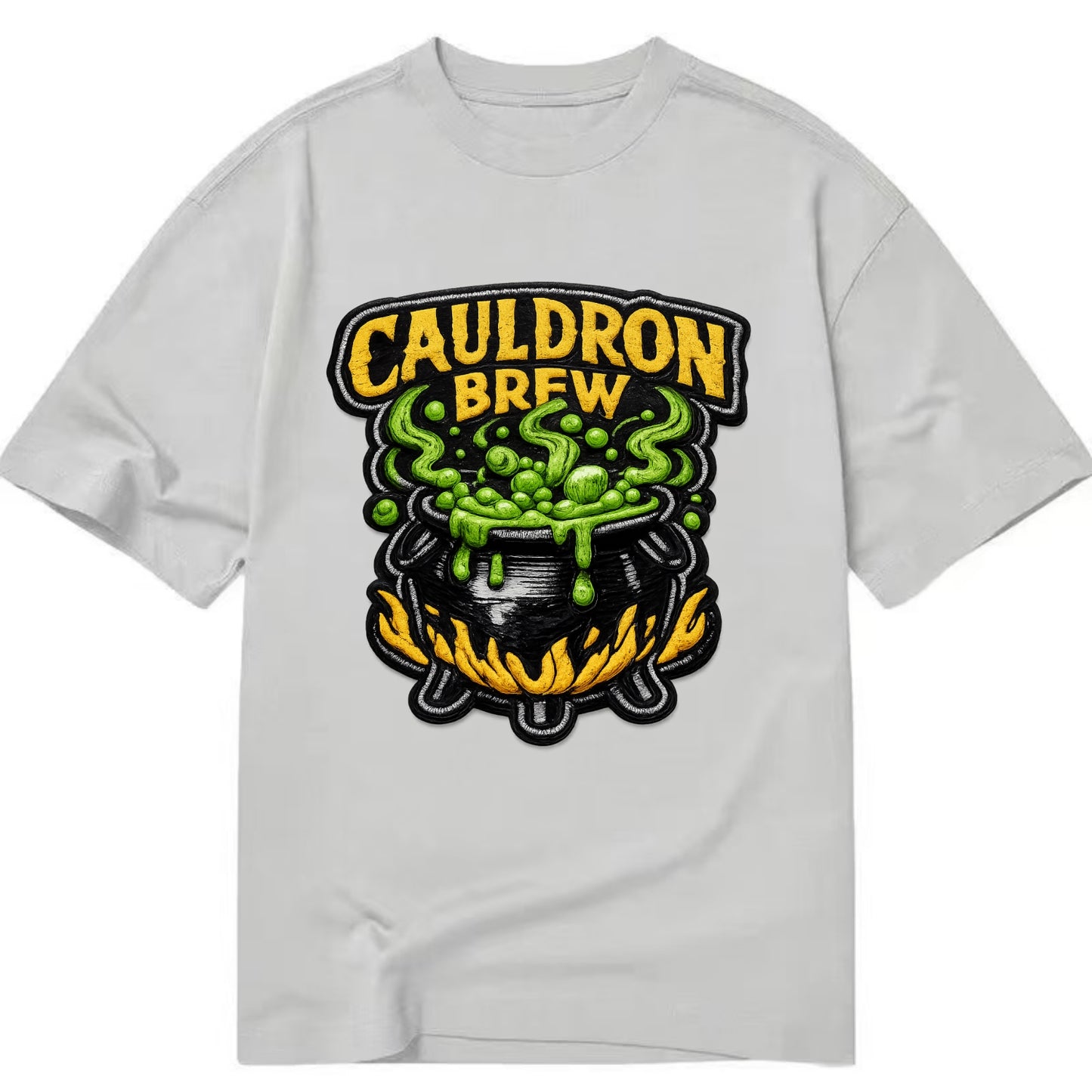 CAULDRON BREW - bubbling pot in black and green , witch craft - Classic T-shirt - Grey