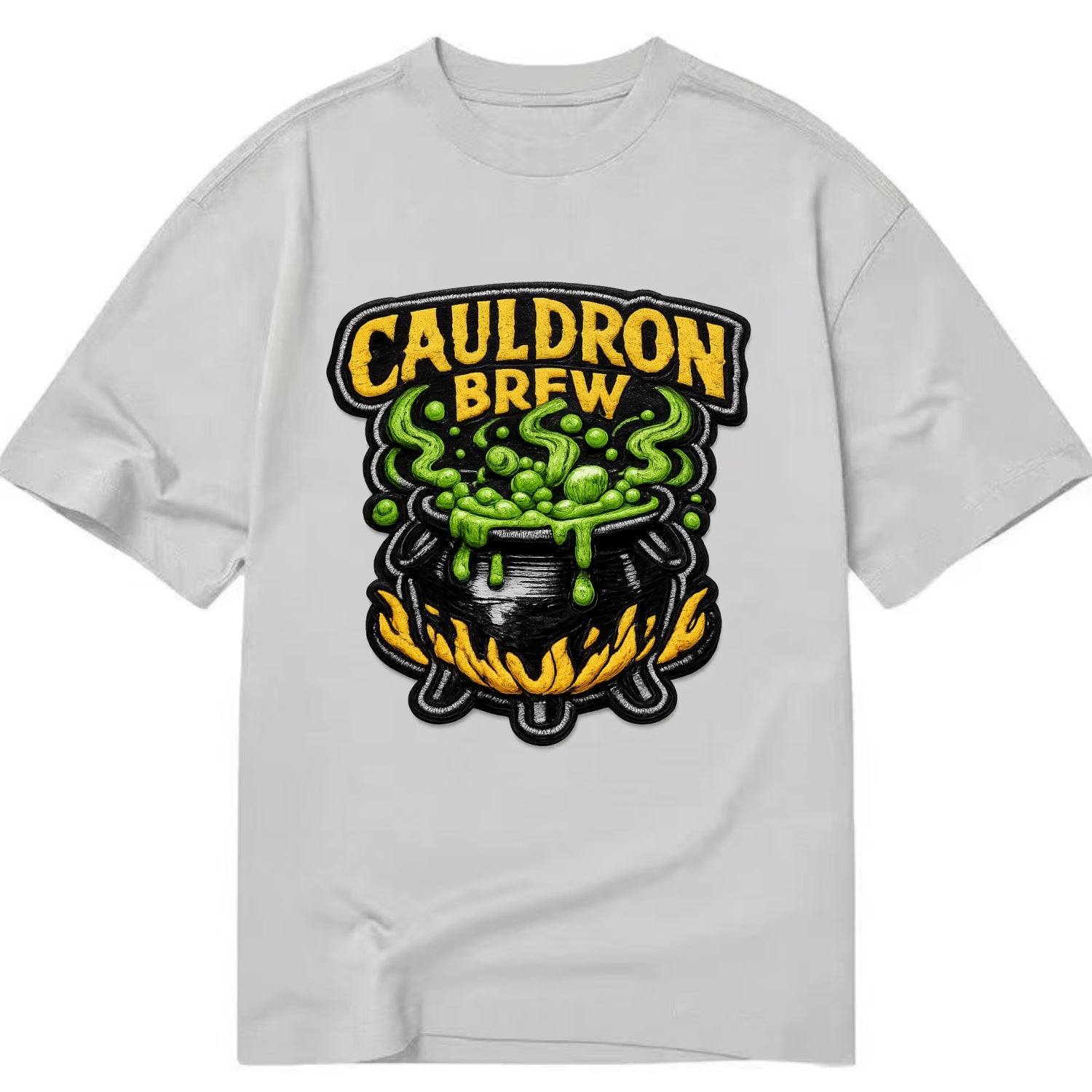 CAULDRON BREW - bubbling pot in black and green , witch craft - Classic T-shirt - Grey