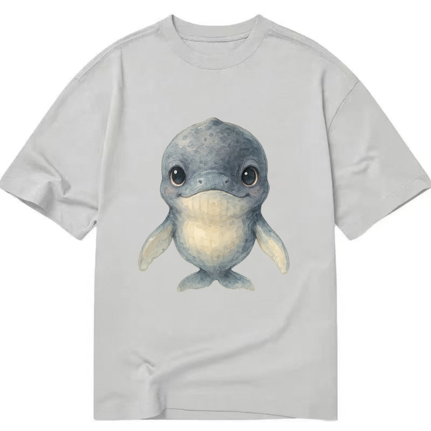 Baby Humpback Whale - dark gray with white flippers, large gentle eyes, - Classic T-shirt - Grey