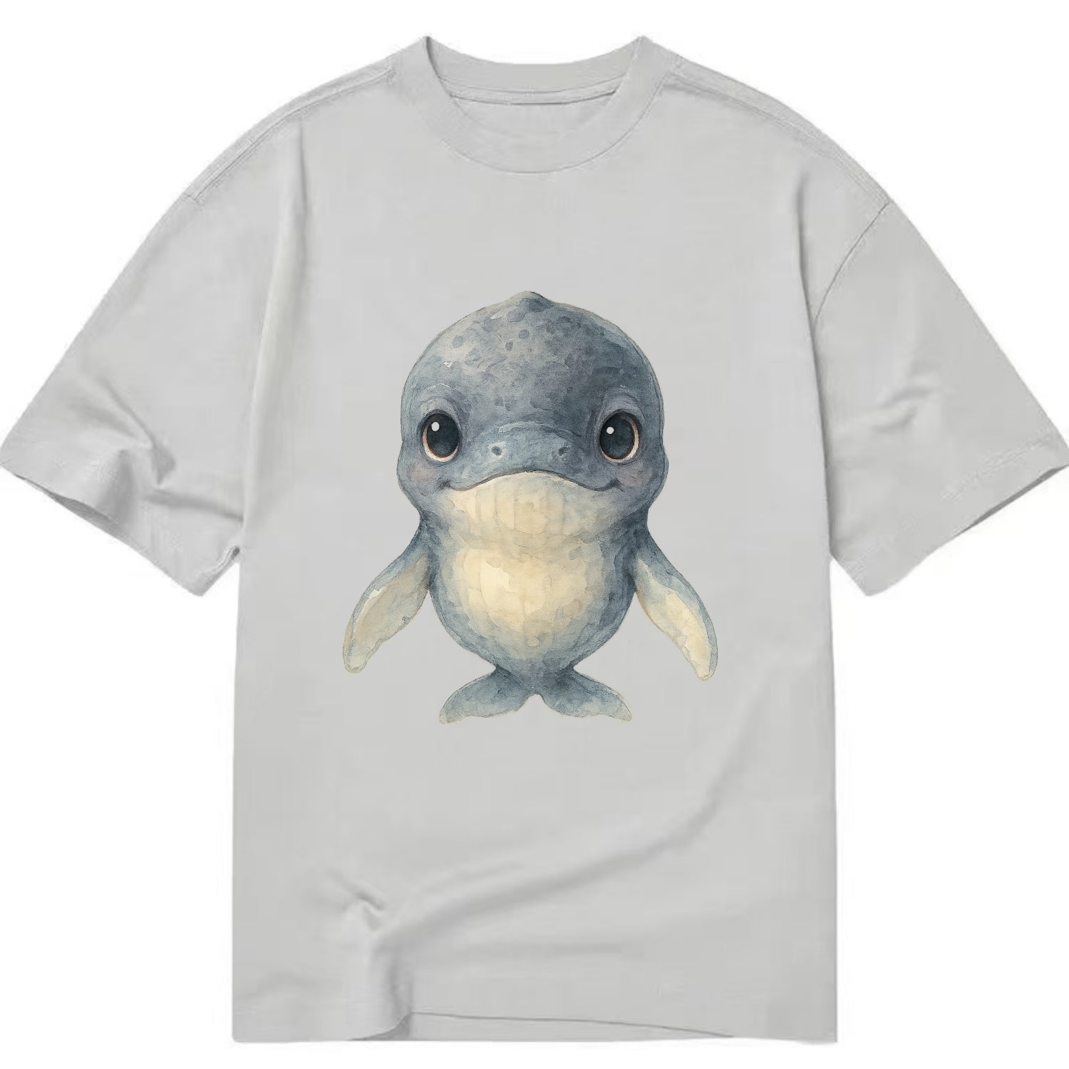 Baby Humpback Whale - dark gray with white flippers, large gentle eyes, - Classic T-shirt - Grey