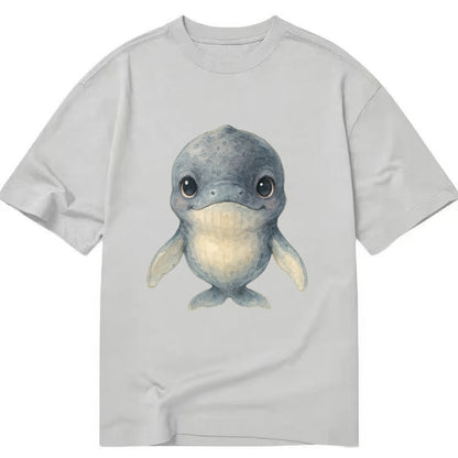 Baby Humpback Whale - dark gray with white flippers, large gentle eyes, - Classic T-shirt - Grey