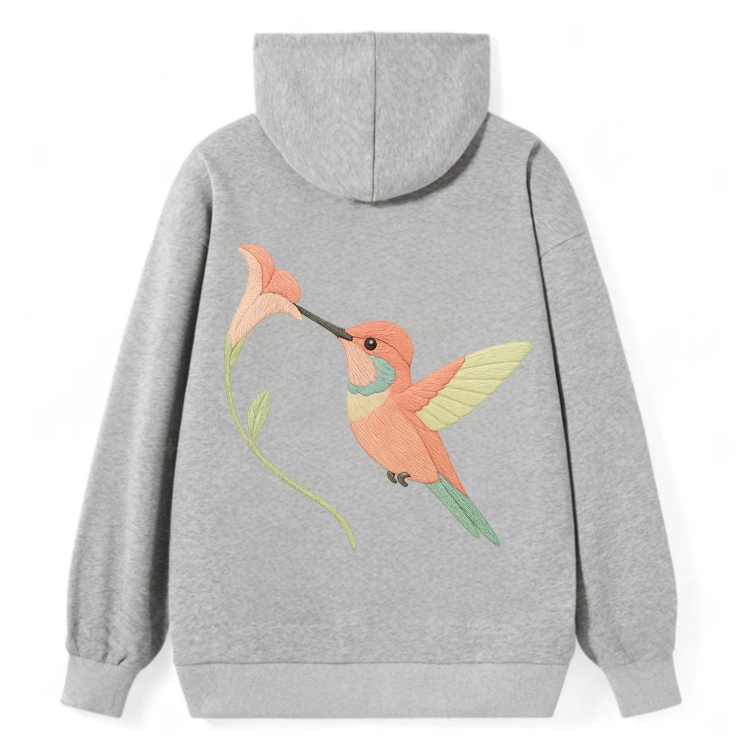Coral Hummingbird - Classic Pullover Hoodie - Grey