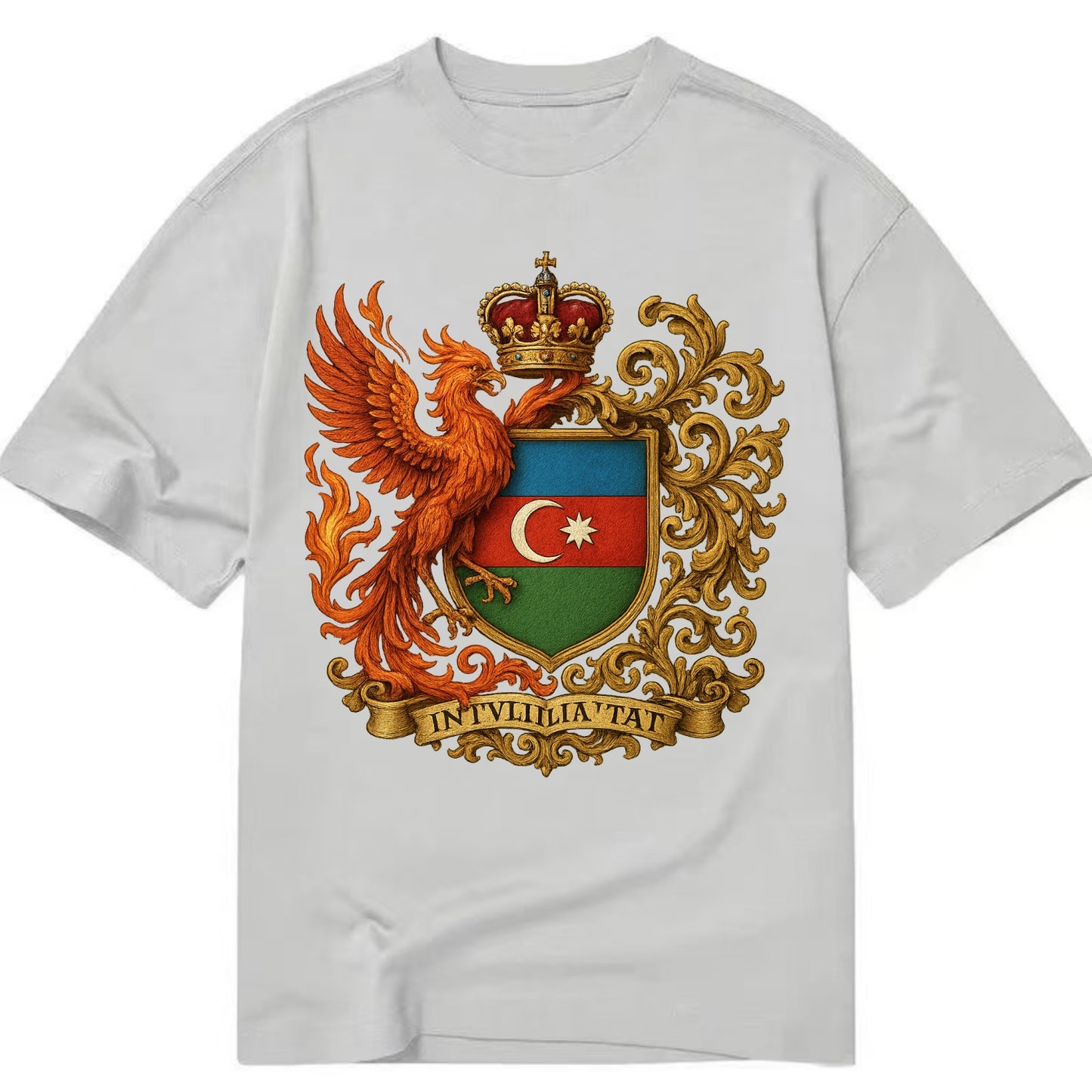 Azerbaijan Fire Phoenix Emblem  - Classic T-shirt - Grey