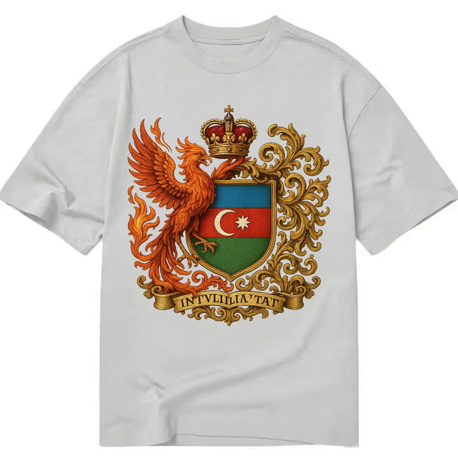 Azerbaijan Fire Phoenix Emblem  - Classic T-shirt - Grey