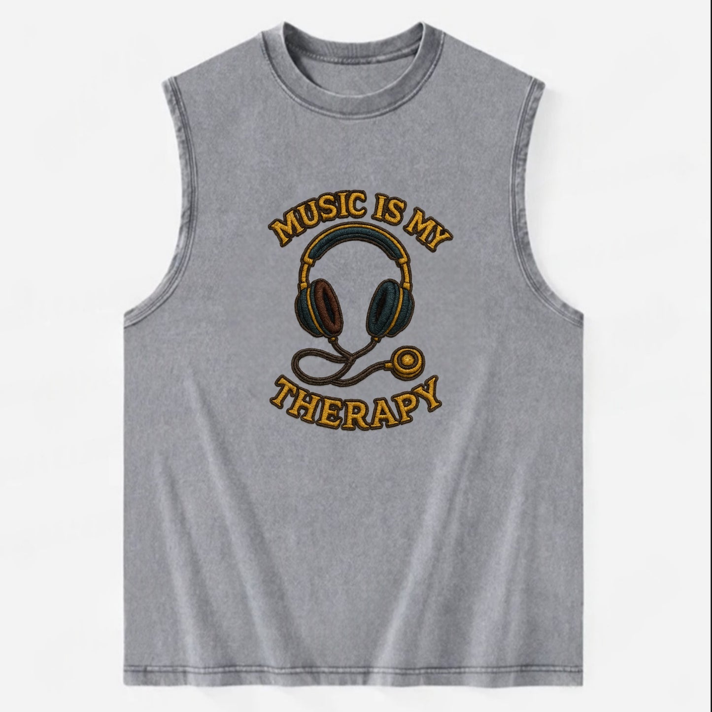 Music Is My Therapy  - Vintage Washed Tank - Grey