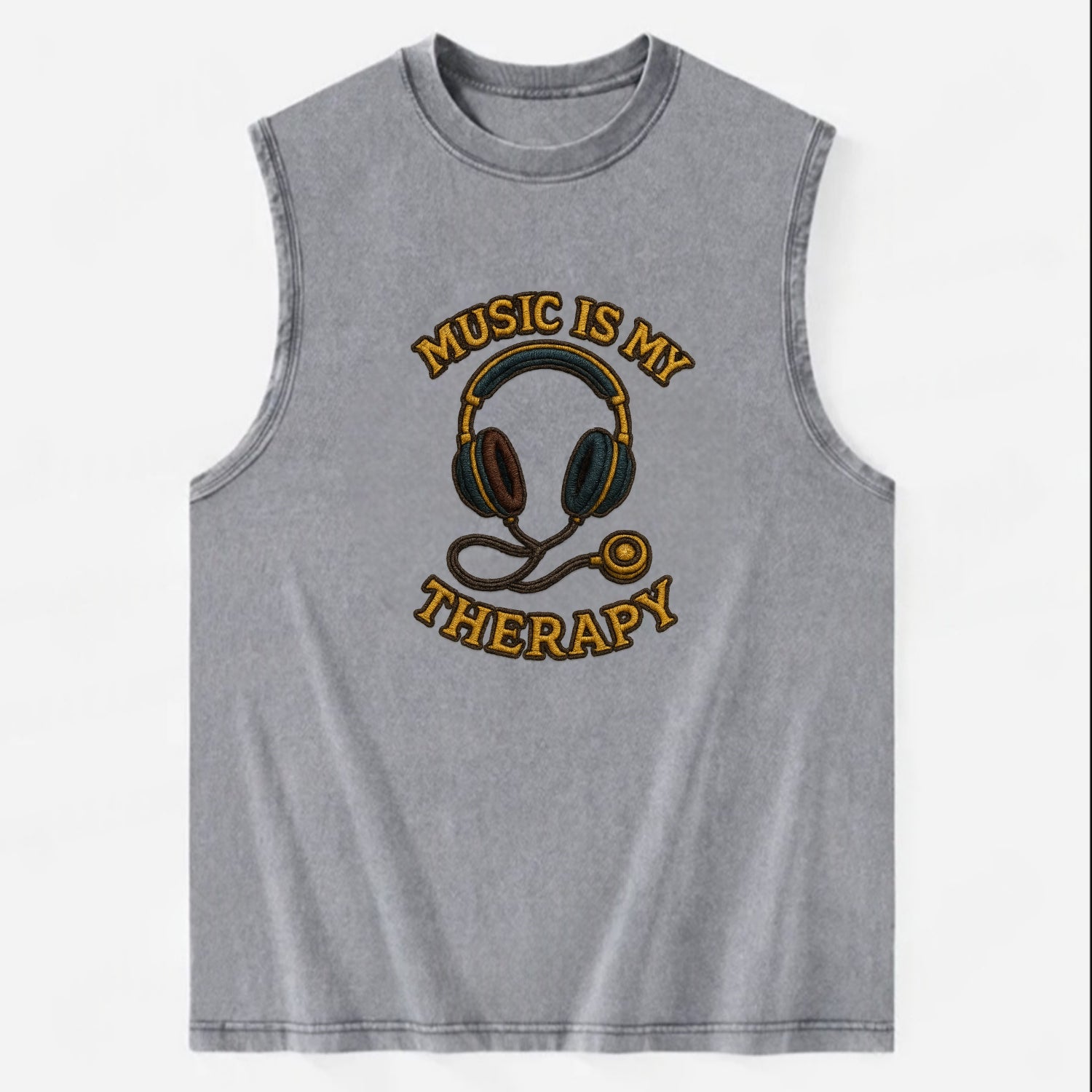 Music Is My Therapy  - Vintage Washed Tank - Grey