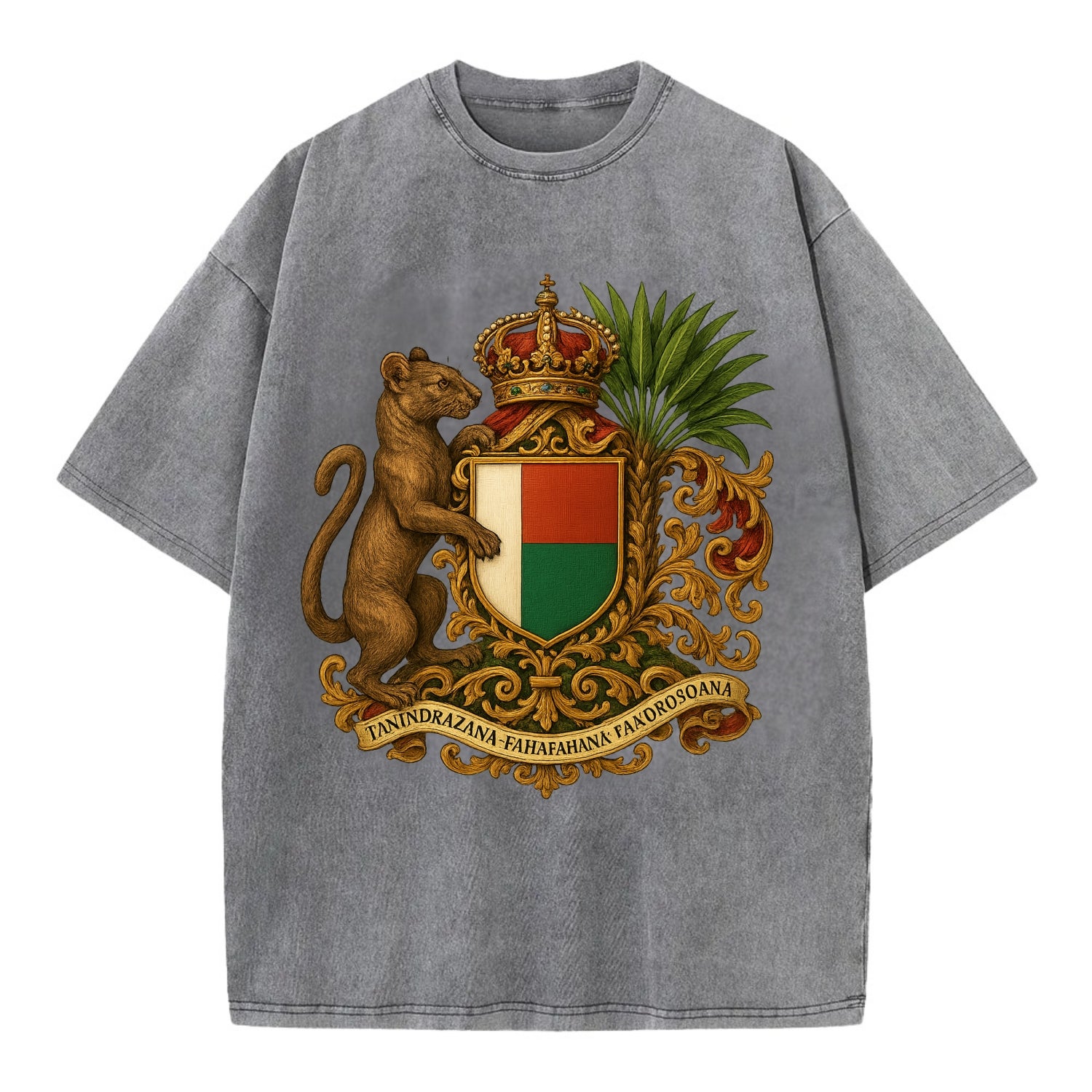 Madagascar Fossa Hunter  - Vintage T-shirt - Grey