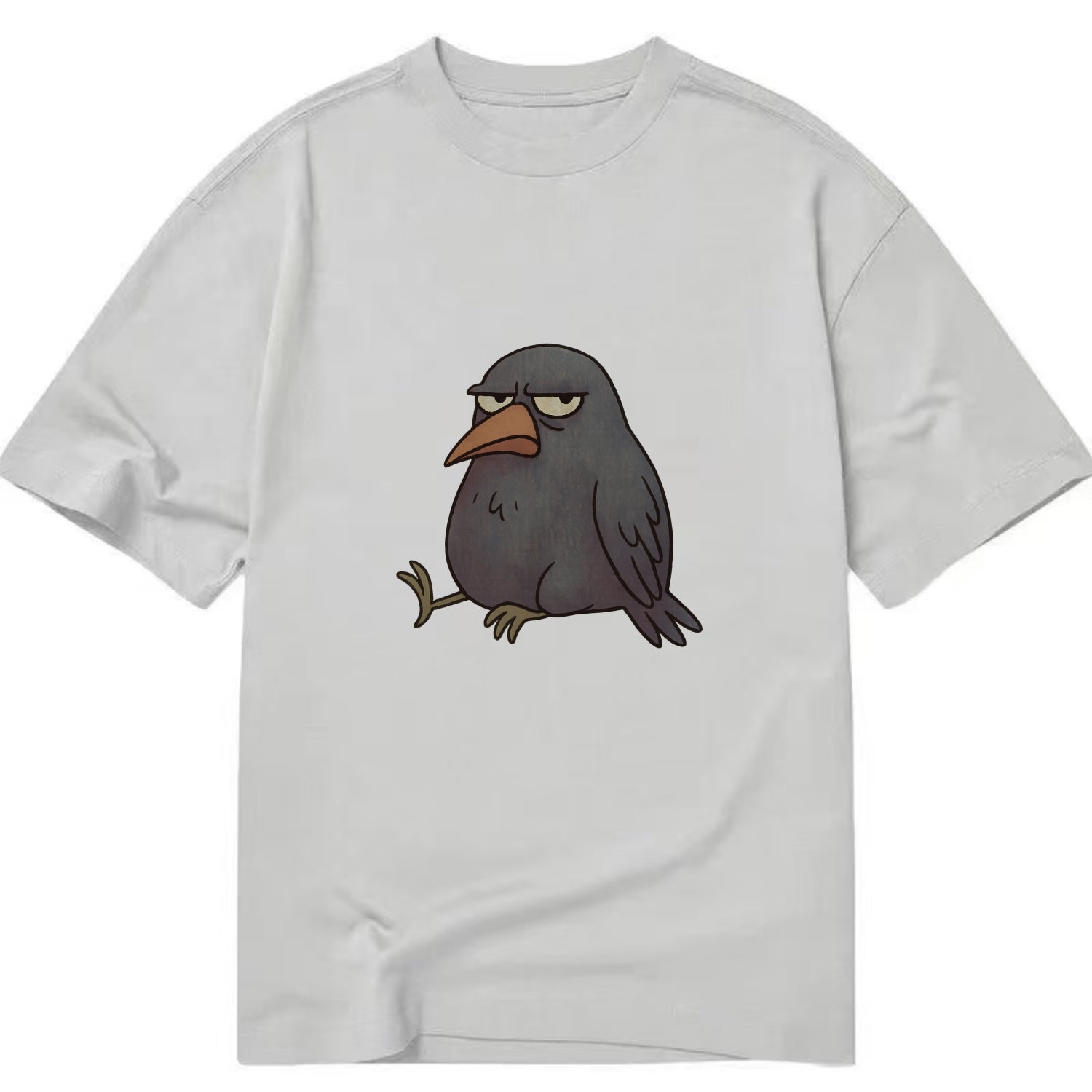 THE CROW JUDGES SILENTLY | Black crow with disapproving look - Classic T-shirt - Grey