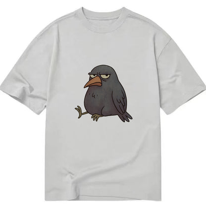 THE CROW JUDGES SILENTLY | Black crow with disapproving look - Classic T-shirt - Grey