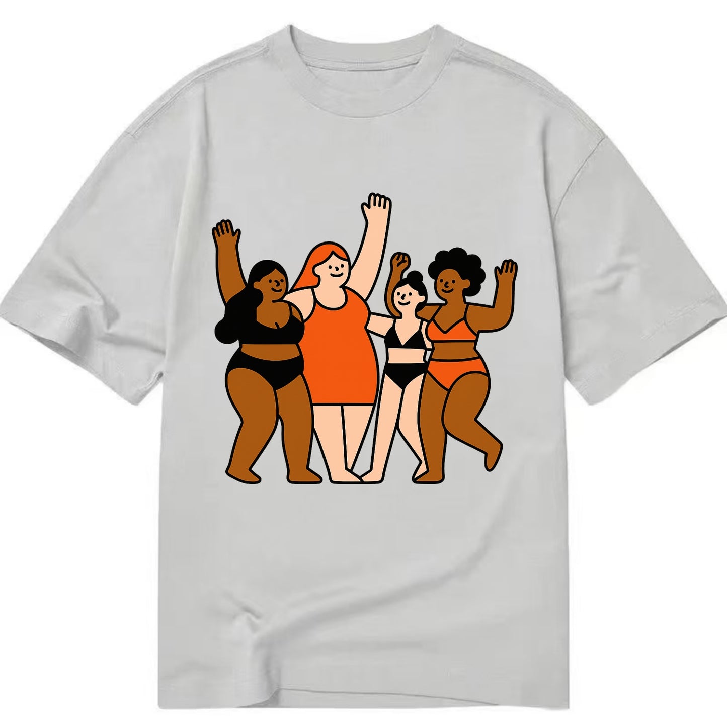 Diverse body types celebrating together - body positivity movement, all bodies - Classic T-shirt - Grey