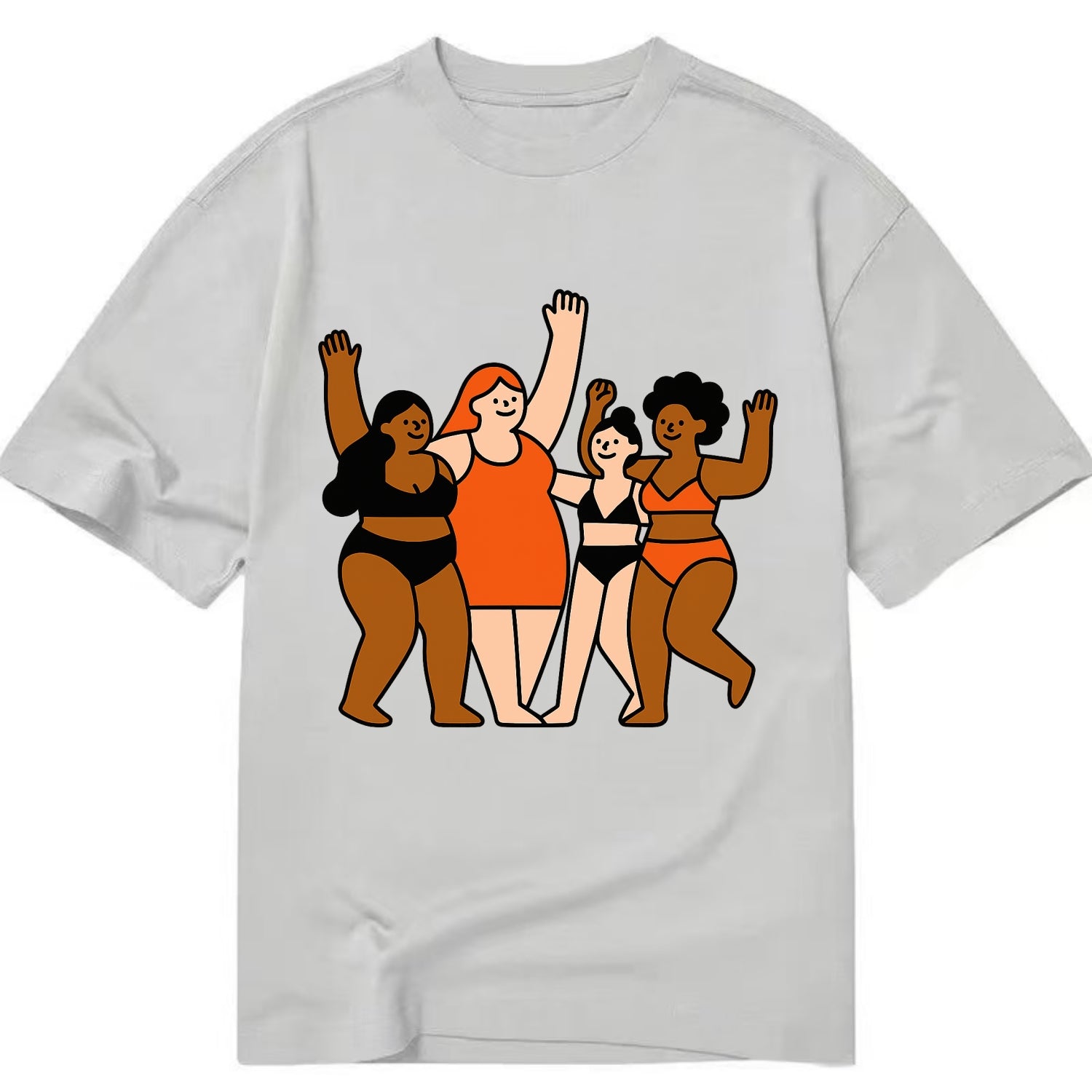 Diverse body types celebrating together - body positivity movement, all bodies - Classic T-shirt - Grey