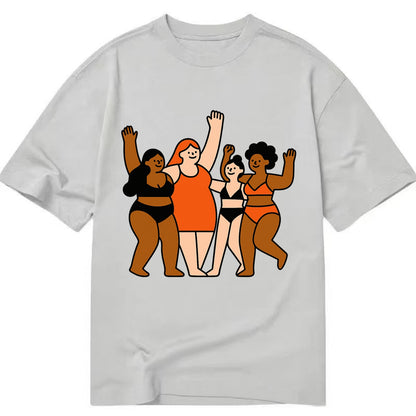 Diverse body types celebrating together - body positivity movement, all bodies - Classic T-shirt - Grey