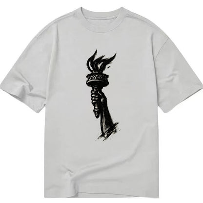 Statue of Liberty torch - freedom and democracy ink painting - Classic T-shirt - Grey