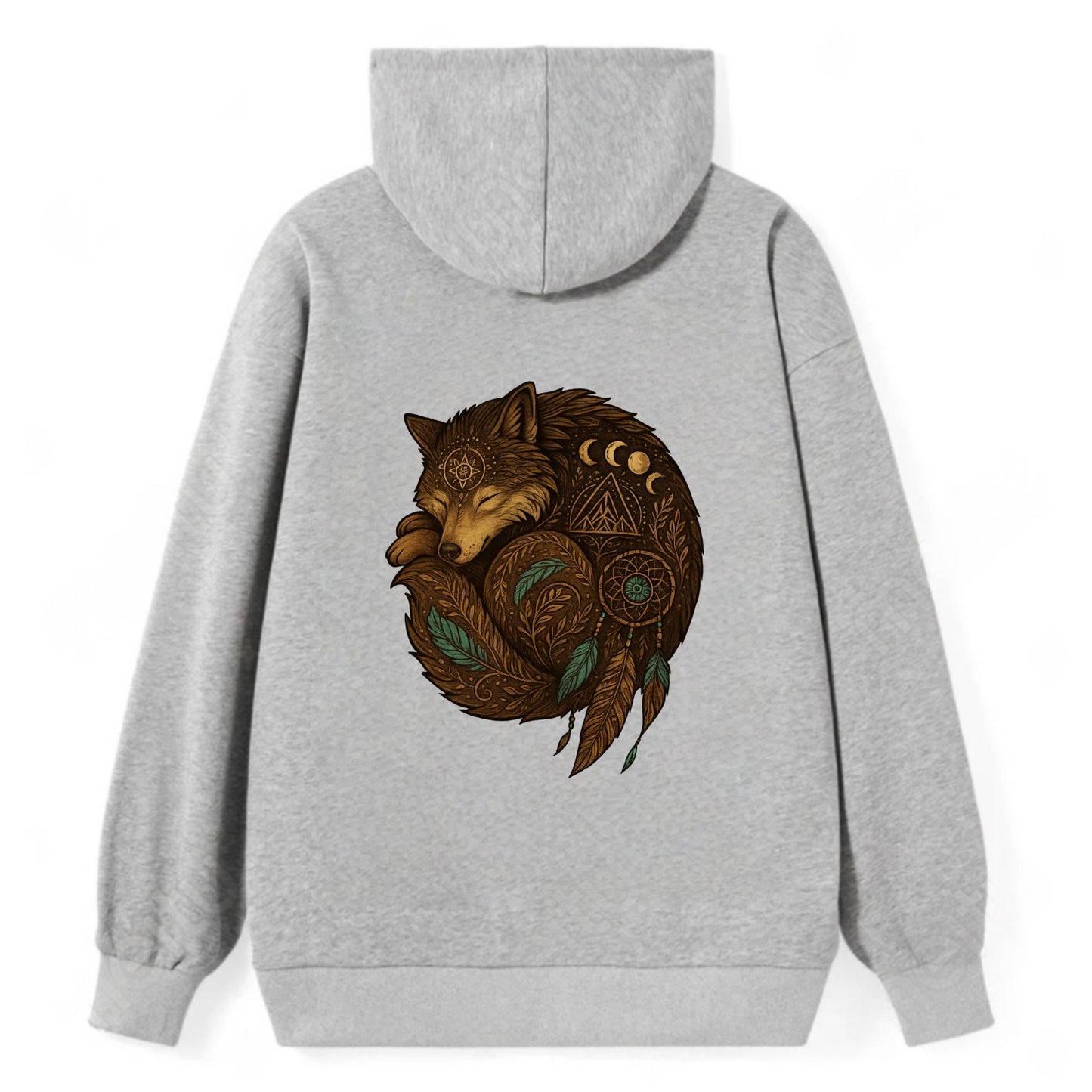 Sleeping Wolf Peace  - Classic Pullover Hoodie - Grey