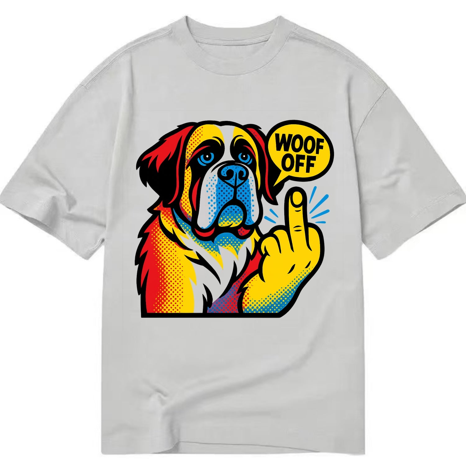 Saint Bernard with gentle giant face and droopy jowls, huge paw raised - Classic T-shirt - Grey