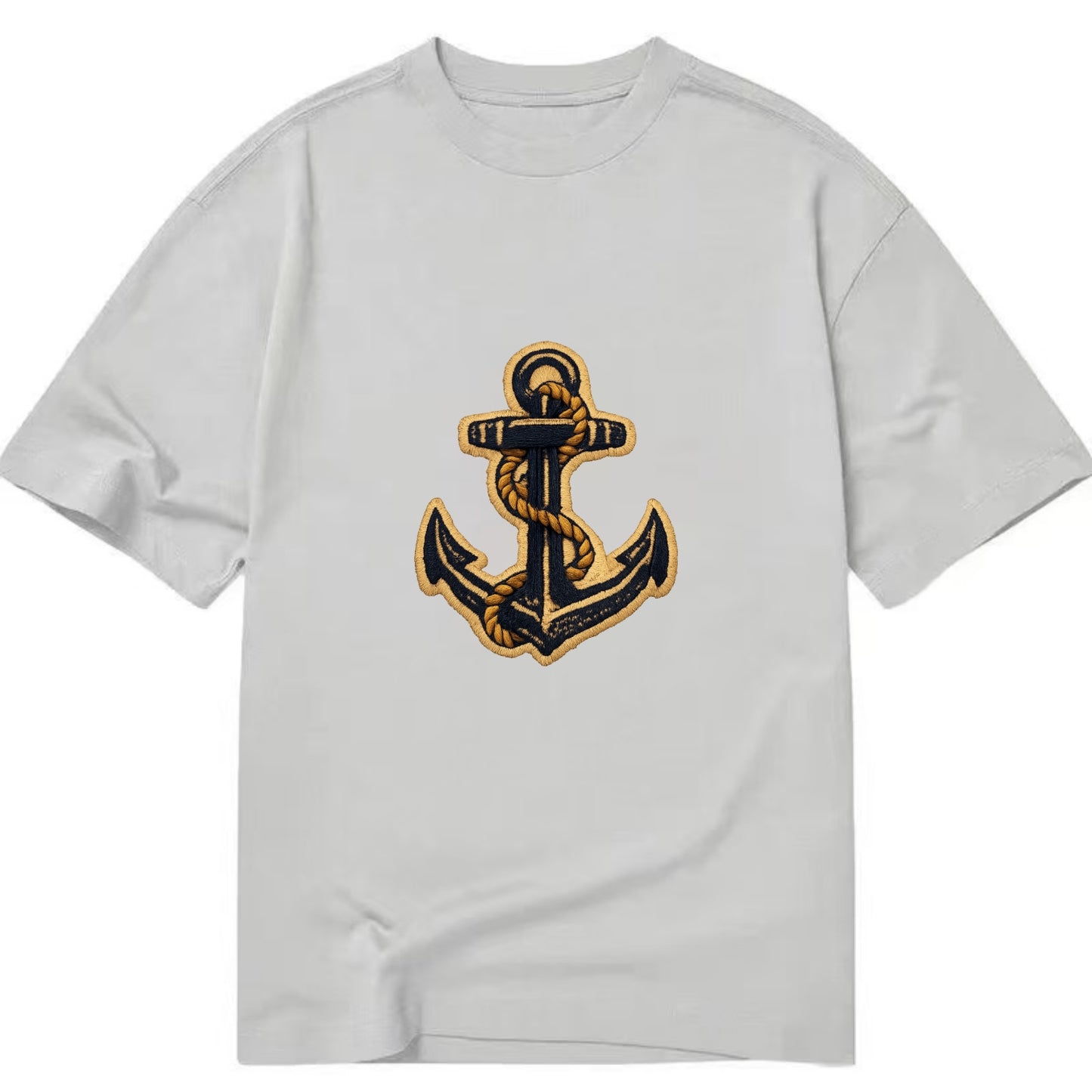 ANCHOR ROPE - classic anchor with rope in navy and gold , sailor - Classic T-shirt - Grey