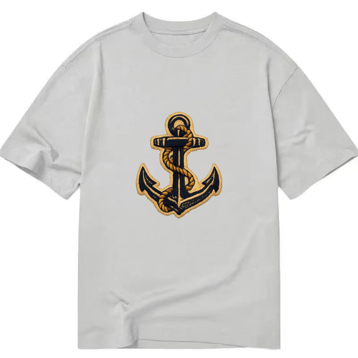ANCHOR ROPE - classic anchor with rope in navy and gold , sailor - Classic T-shirt - Grey