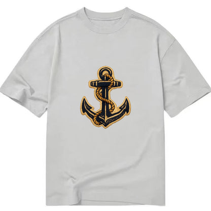 ANCHOR ROPE - classic anchor with rope in navy and gold , sailor - Classic T-shirt - Grey