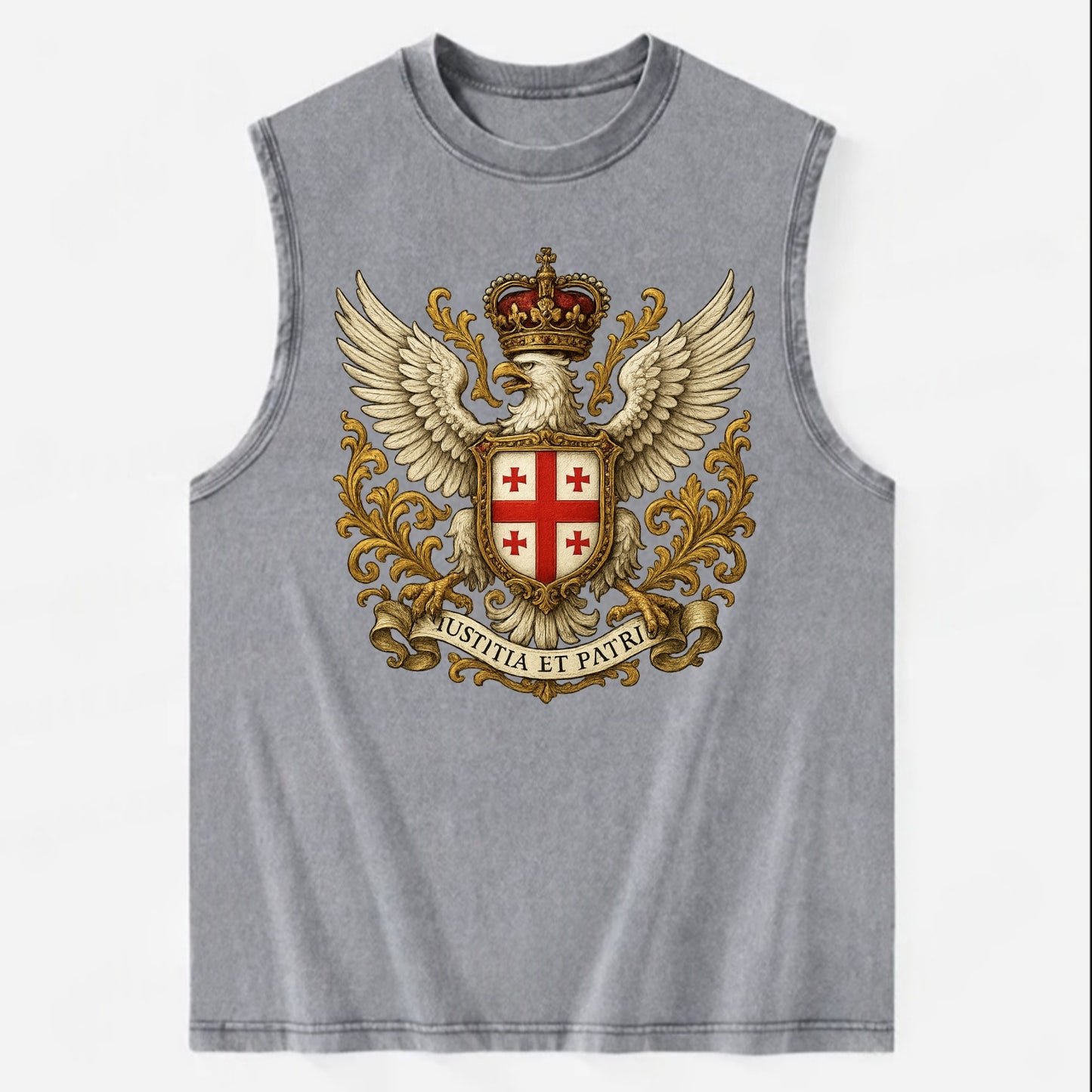 Georgia White Eagle Emblem  - Vintage Washed Tank - Grey