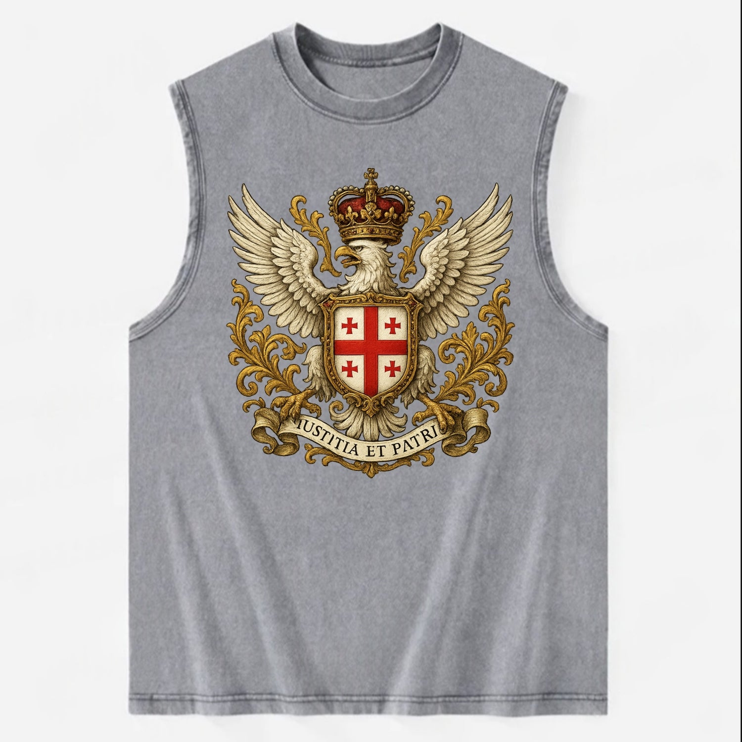 Georgia White Eagle Emblem  - Vintage Washed Tank - Grey