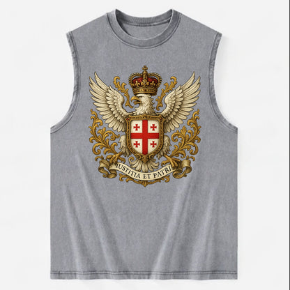 Georgia White Eagle Emblem  - Vintage Washed Tank - Grey