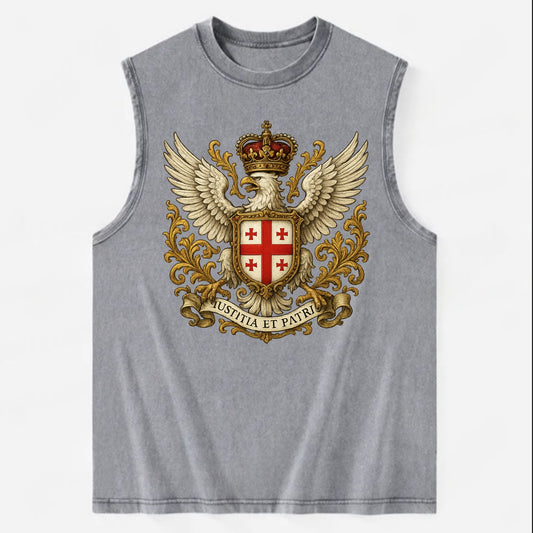 Georgia White Eagle Emblem  - Vintage Washed Tank - Grey