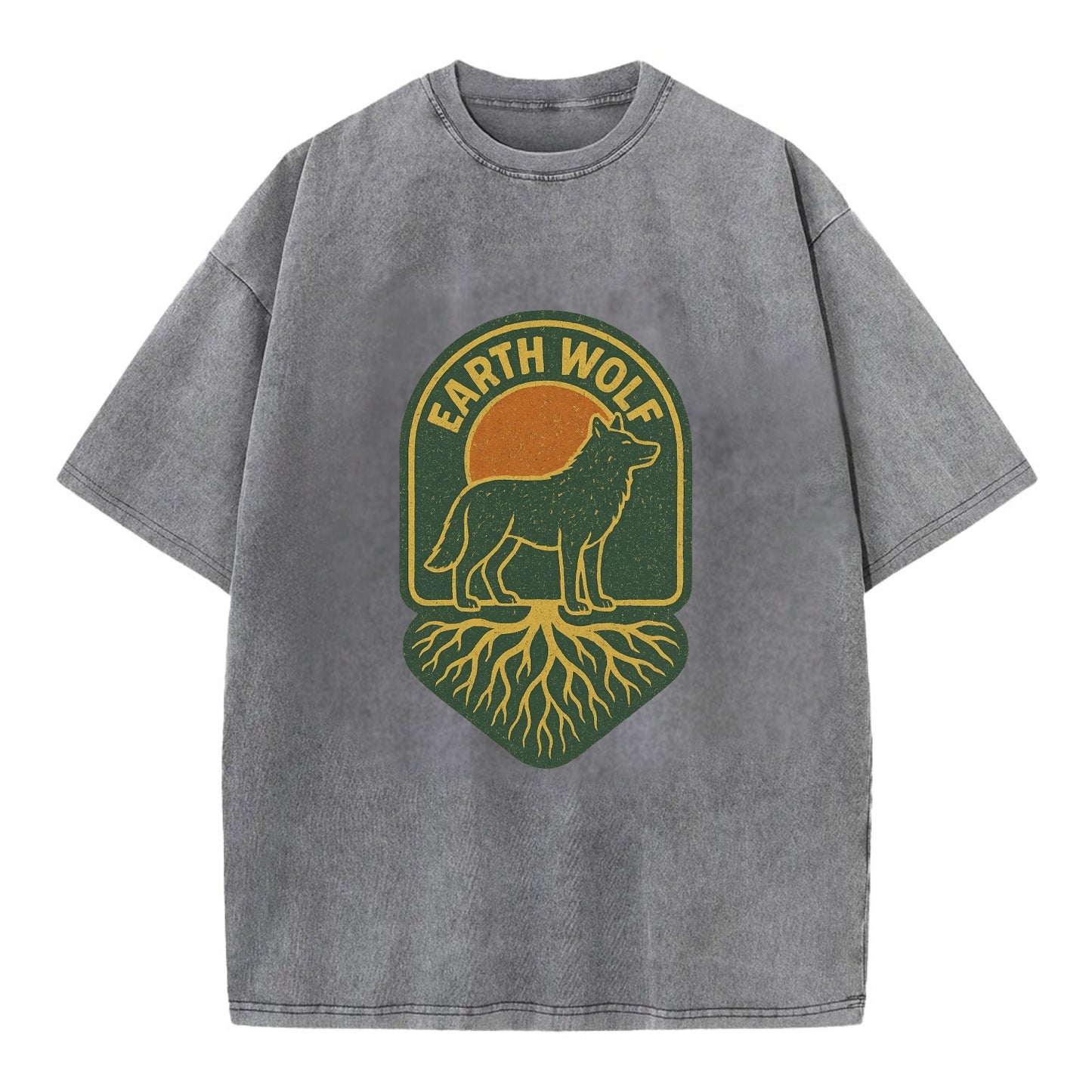 Earth Wolf Roots  - Vintage T-shirt - Grey