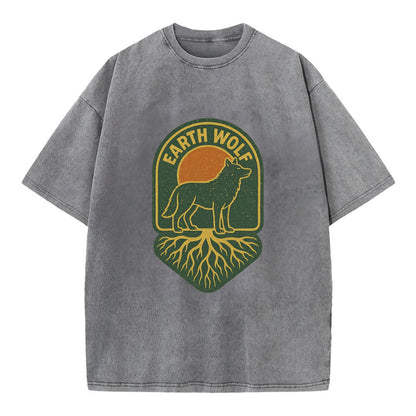 Earth Wolf Roots  - Vintage T-shirt - Grey