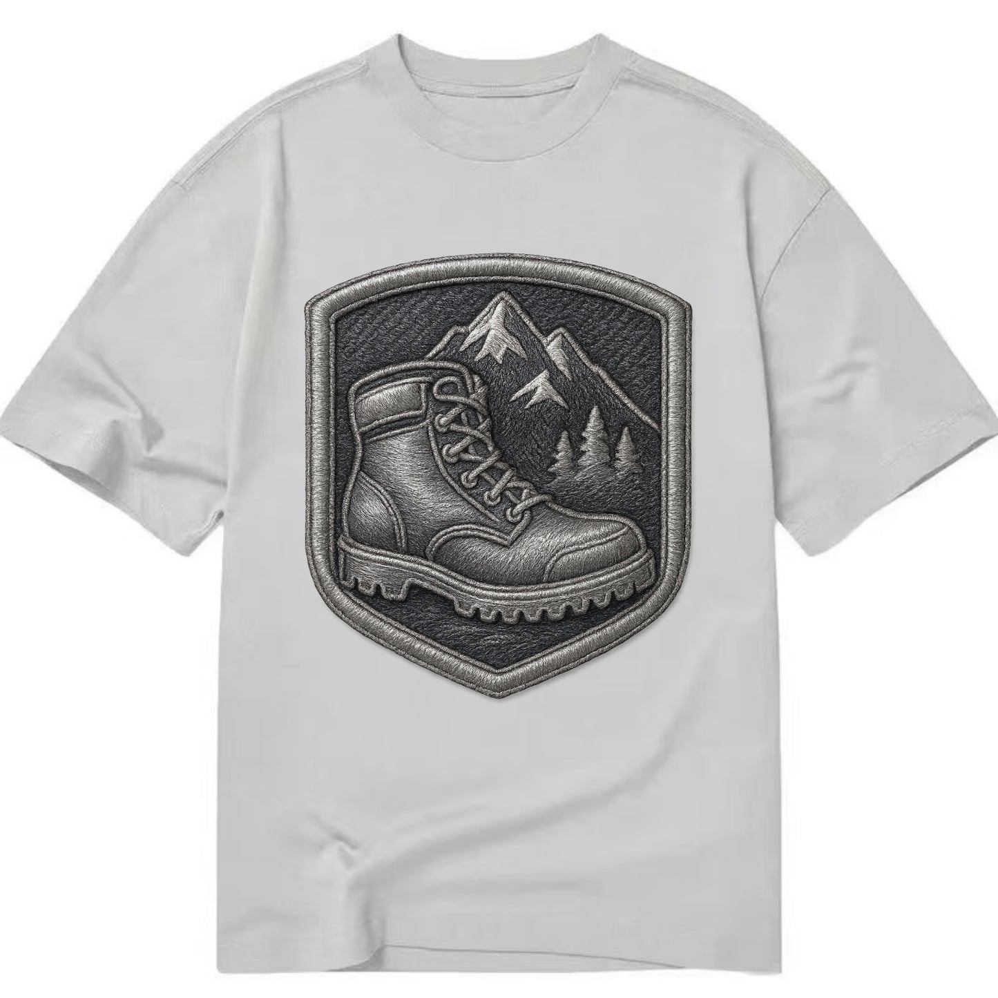 Hiking boots with mountain peak - hiker pride - Classic T-shirt - Grey