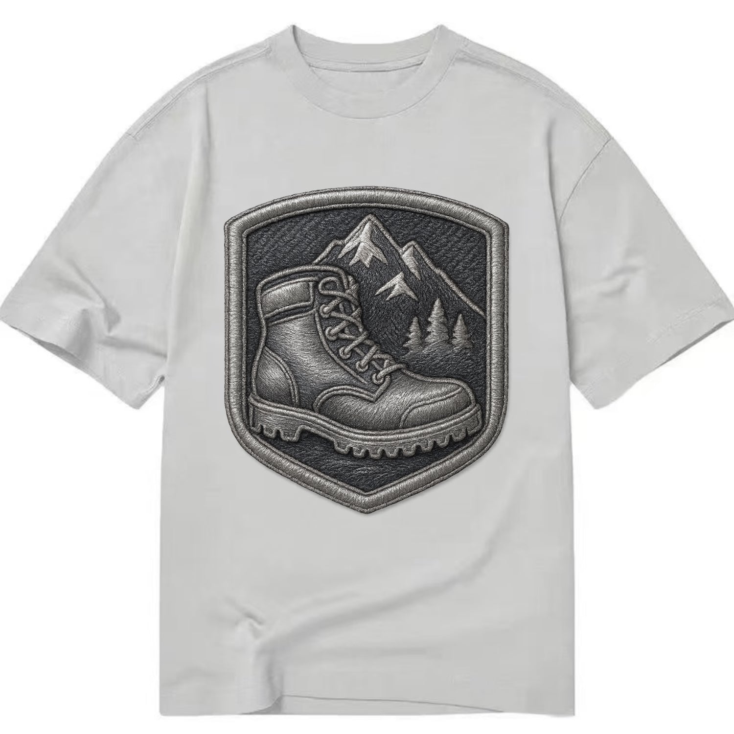 Hiking boots with mountain peak - hiker pride - Classic T-shirt - Grey