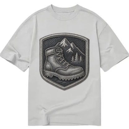 Hiking boots with mountain peak - hiker pride - Classic T-shirt - Grey