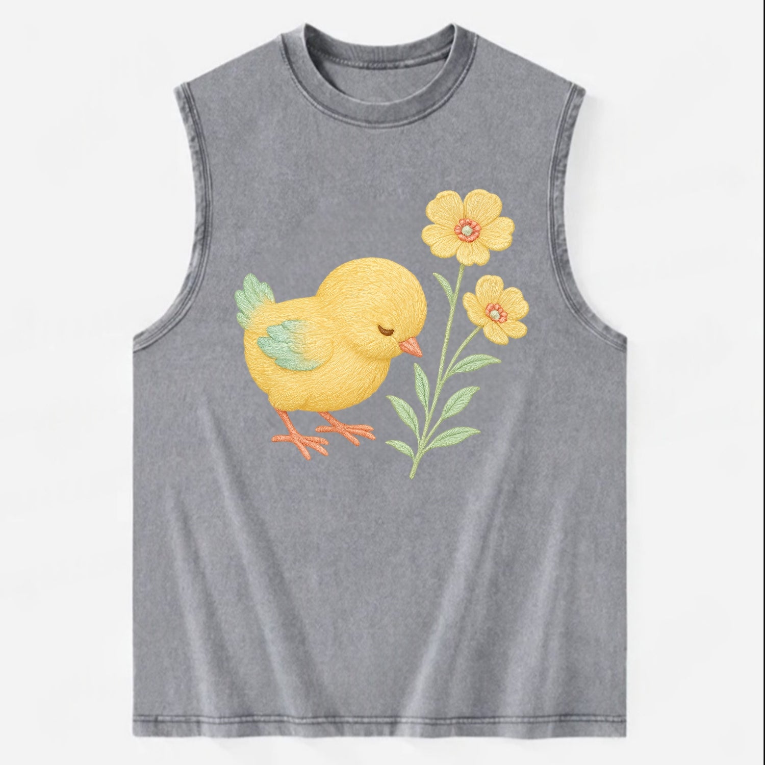 Yellow Chick - Vintage Washed Tank - Grey