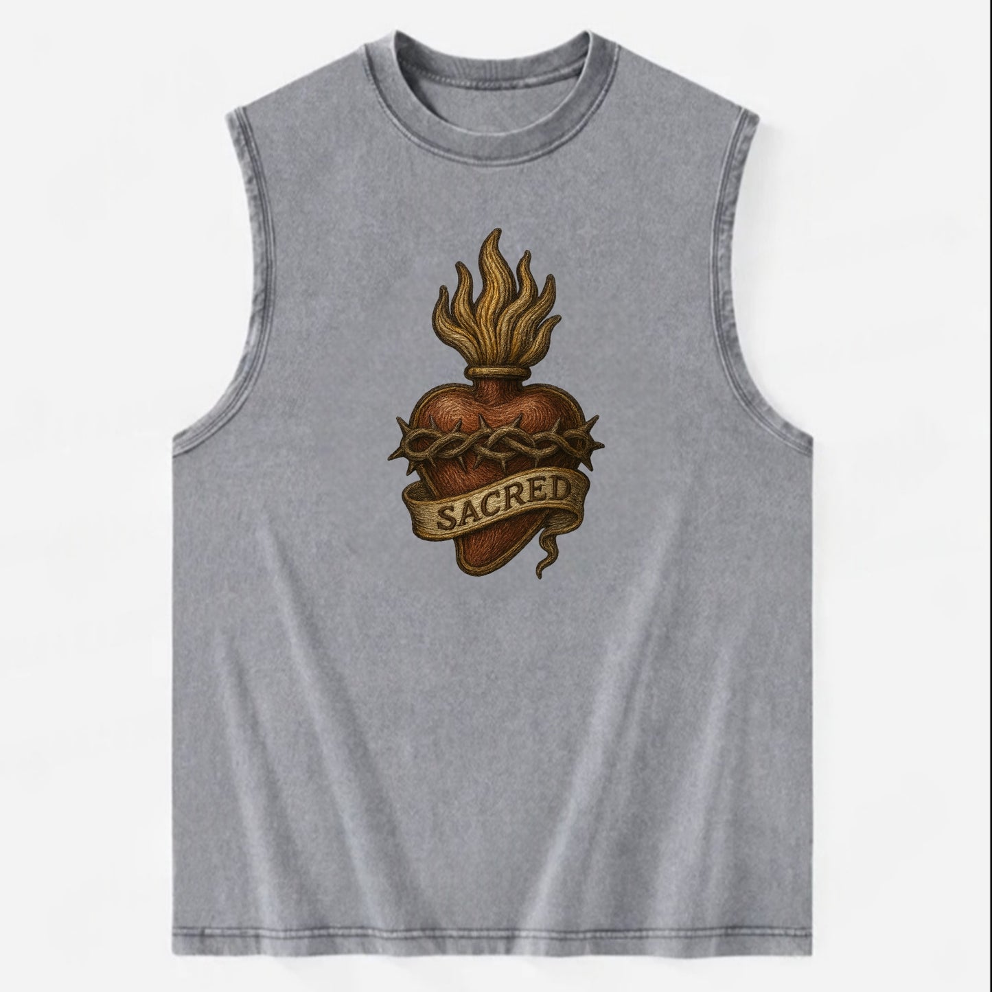 Sacred Heart  - Vintage Washed Tank - Grey