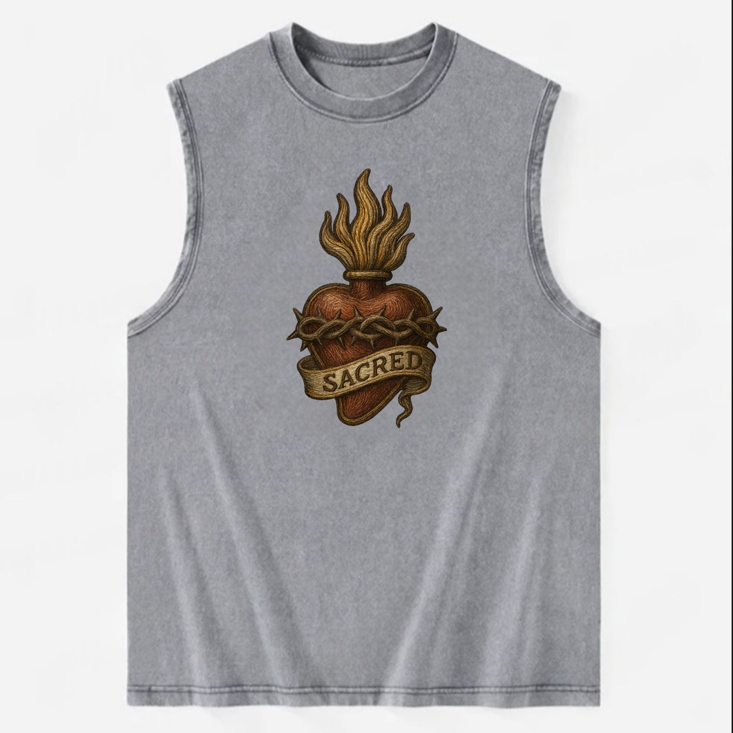 Sacred Heart  - Vintage Washed Tank - Grey