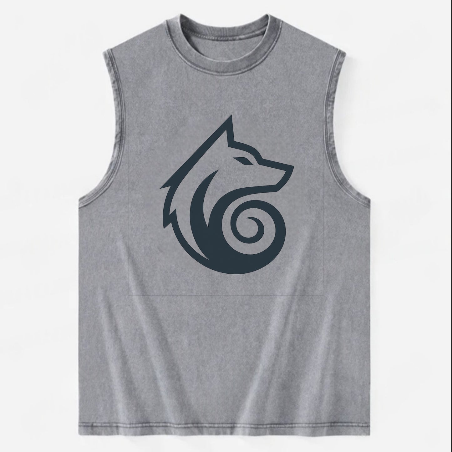 Wind Wolf Spiral  - Vintage Washed Tank - Grey