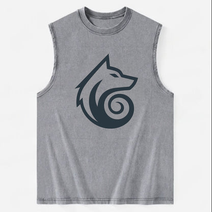 Wind Wolf Spiral  - Vintage Washed Tank - Grey