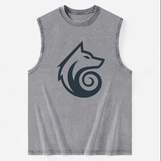 Wind Wolf Spiral  - Vintage Washed Tank - Grey