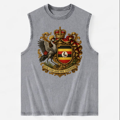 Uganda Crested Crane Emblem  - Vintage Washed Tank - Grey