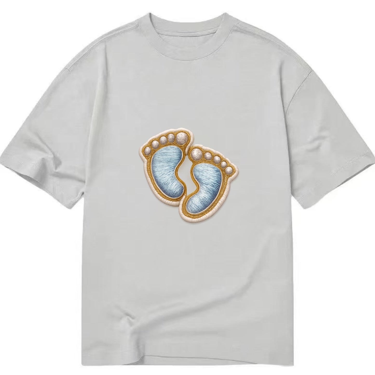 BABY FOOTPRINTS - tiny feet in pink or blue , newborn - Classic T-shirt - Grey