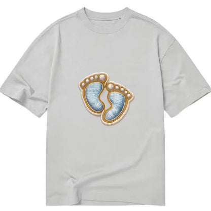 BABY FOOTPRINTS - tiny feet in pink or blue , newborn - Classic T-shirt - Grey