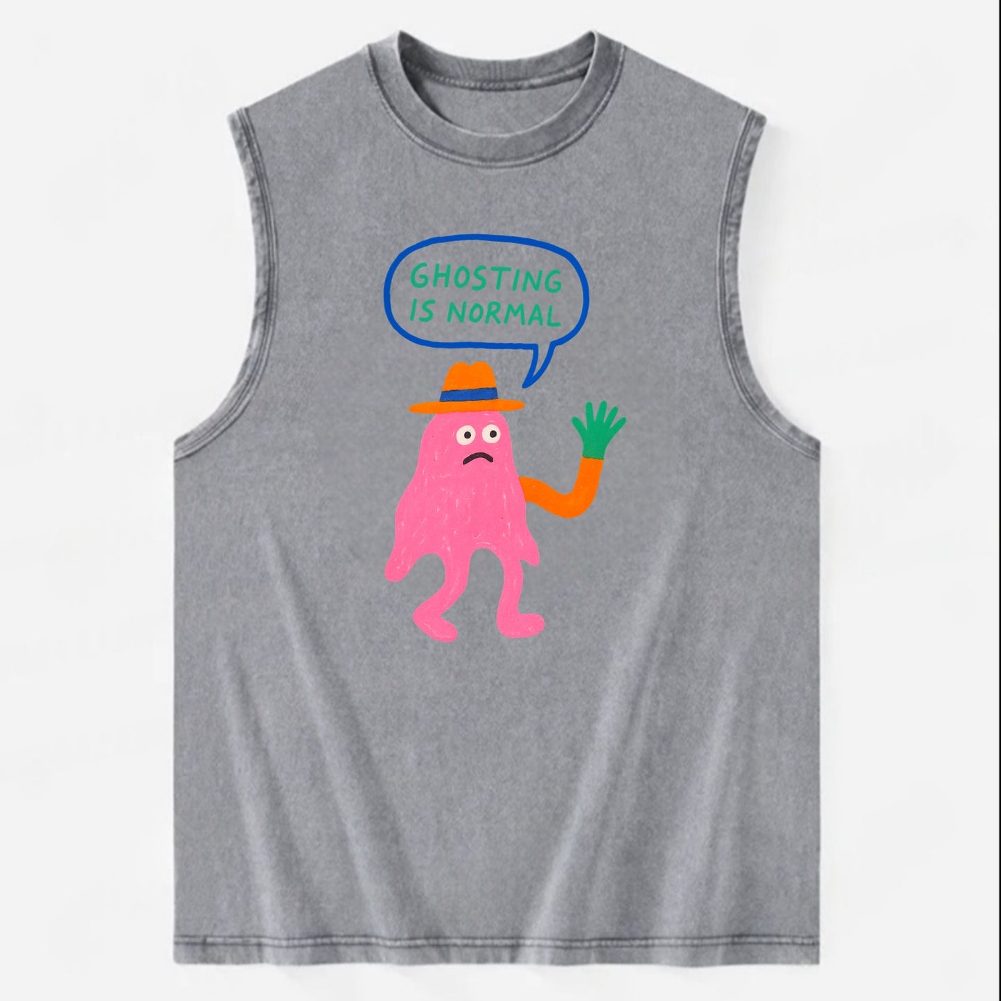 GHOSTING IS NORMAL | Transparent ghost texting - Vintage Washed Tank - Grey