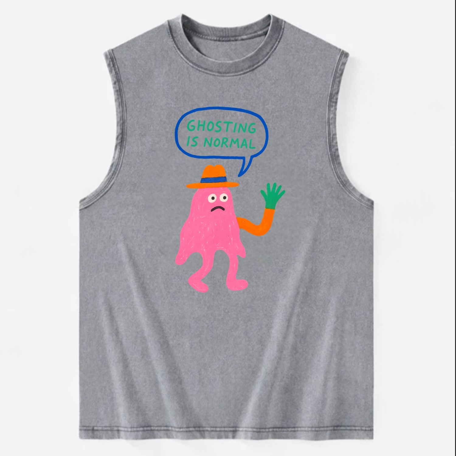 GHOSTING IS NORMAL | Transparent ghost texting - Vintage Washed Tank - Grey