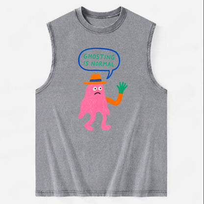 GHOSTING IS NORMAL | Transparent ghost texting - Vintage Washed Tank - Grey