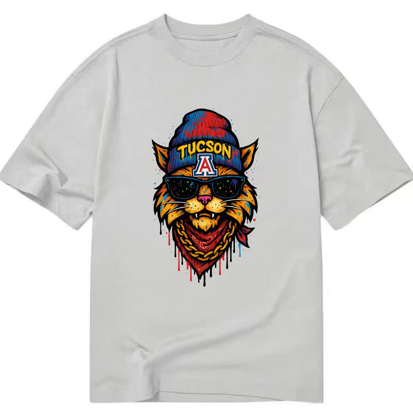 Tucson Wildcat wearing Arizona beanie with A patch - Classic T-shirt - Grey