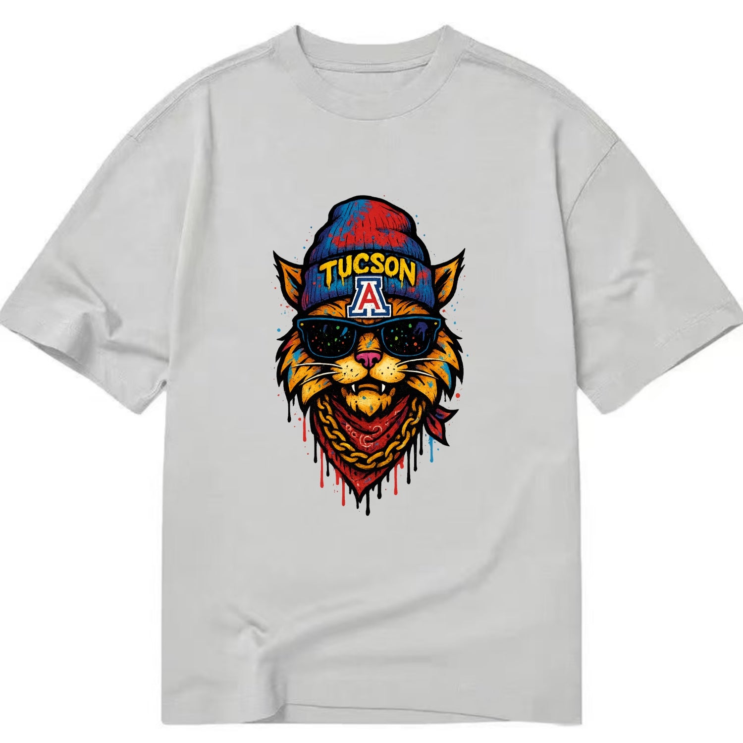Tucson Wildcat wearing Arizona beanie with A patch - Classic T-shirt - Grey