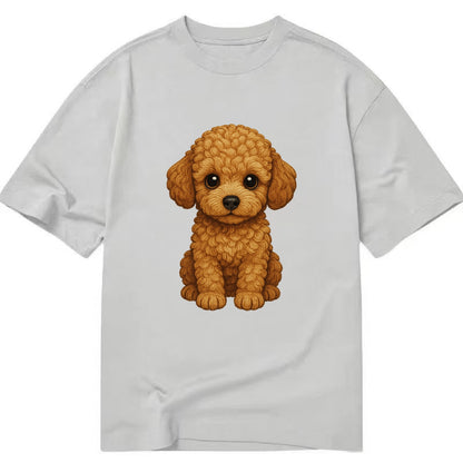 Baby Poodle Puppy - curly fluffy coat, intelligent eyes, elegant snout, - Classic T-shirt - Grey