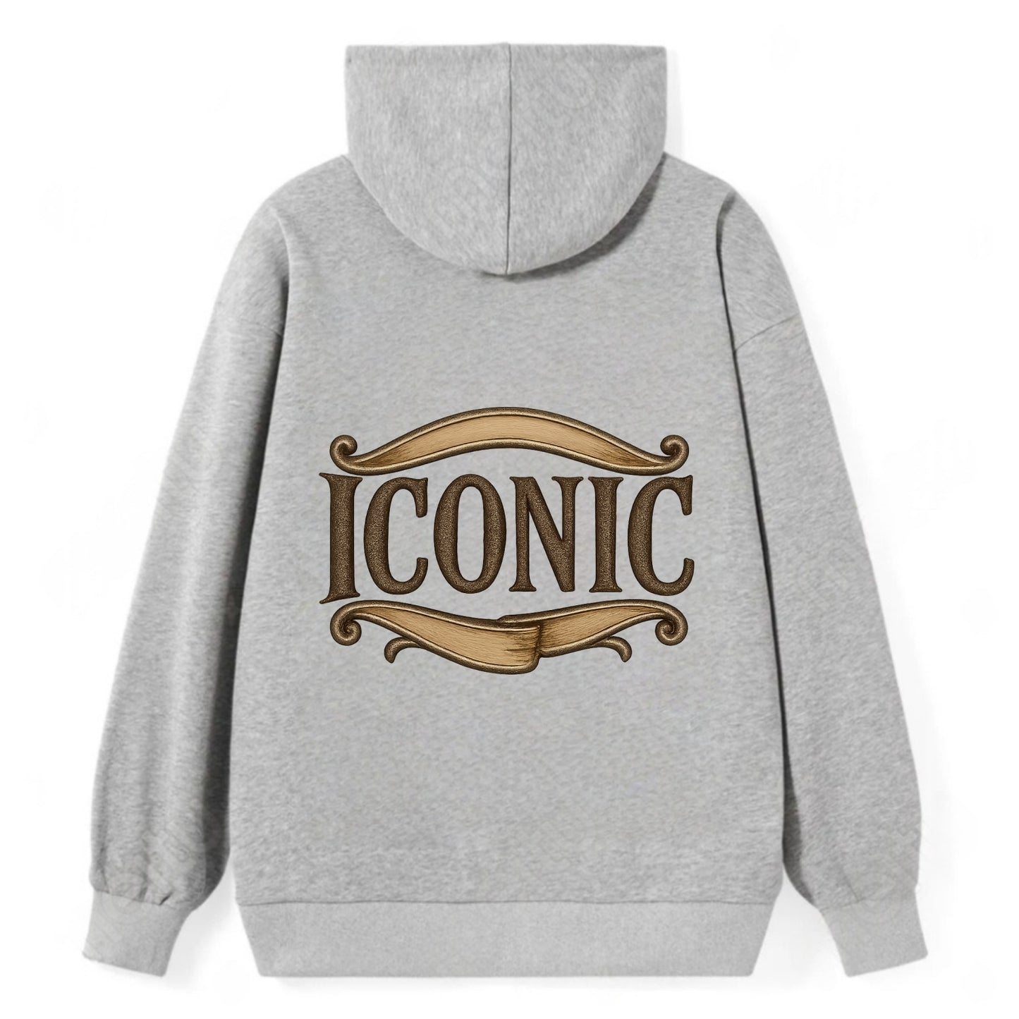 Bold typography design - "ICONIC" - instantly recognizable, trendsetter - Classic Pullover Hoodie - Grey
