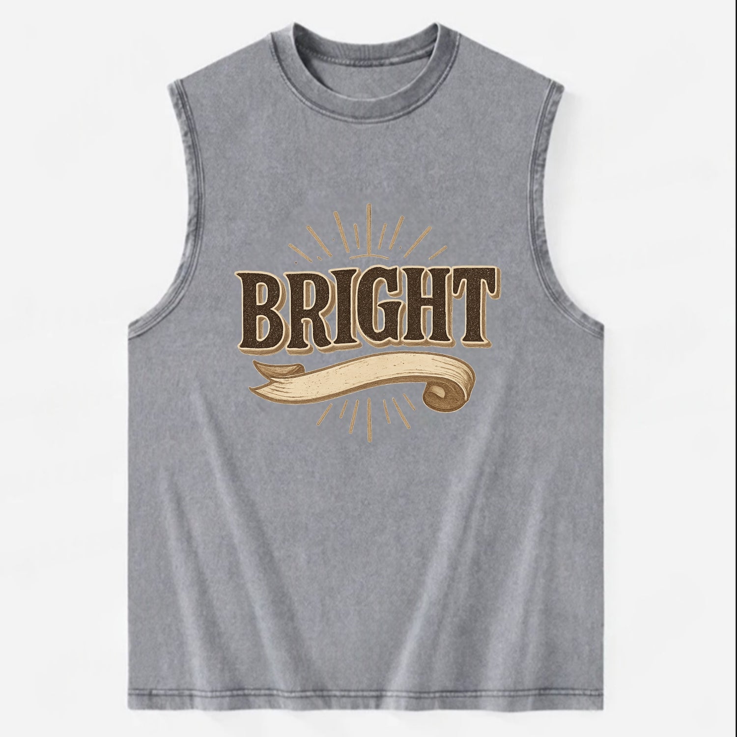 Bold typography design - "BRIGHT" - intelligent, shining - Vintage Washed Tank - Grey