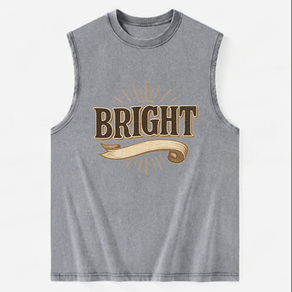 Bold typography design - "BRIGHT" - intelligent, shining - Vintage Washed Tank - Grey