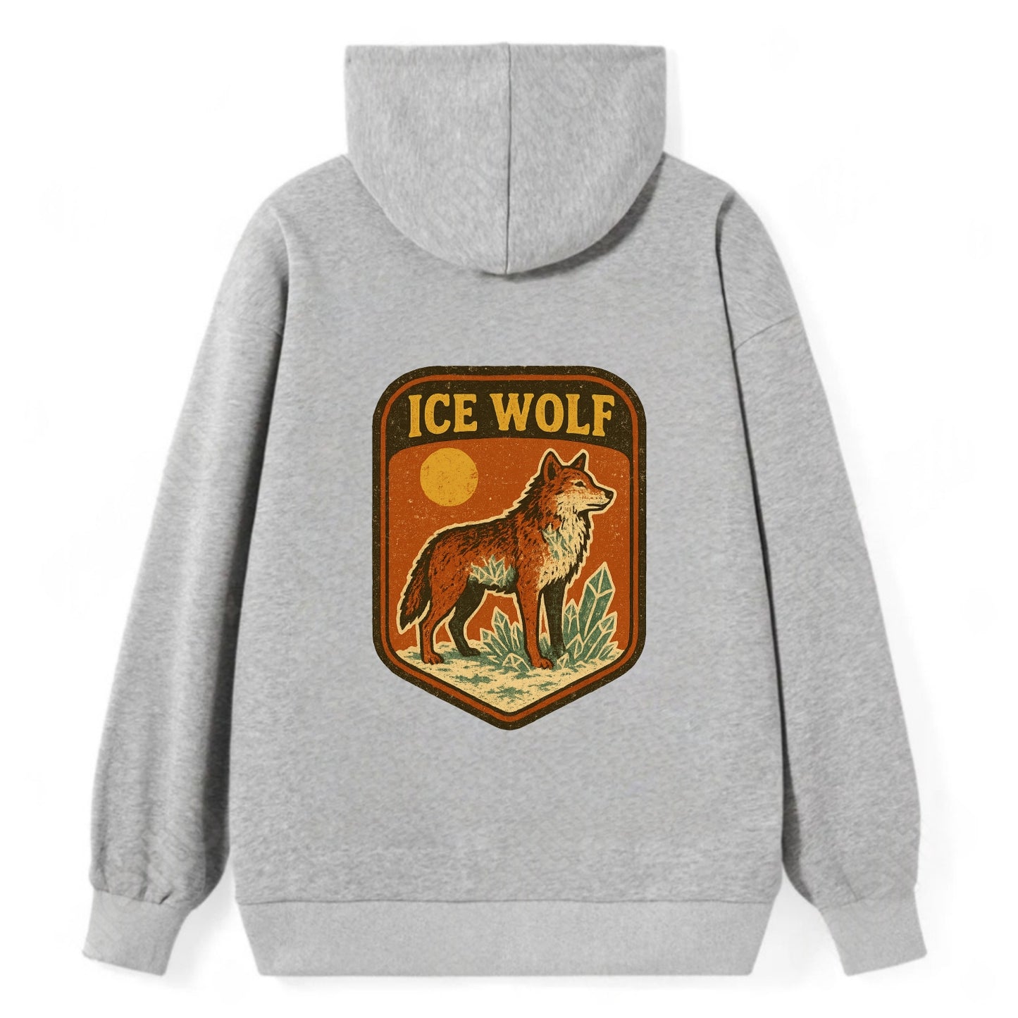Ice Wolf Crystal  - Classic Pullover Hoodie - Grey